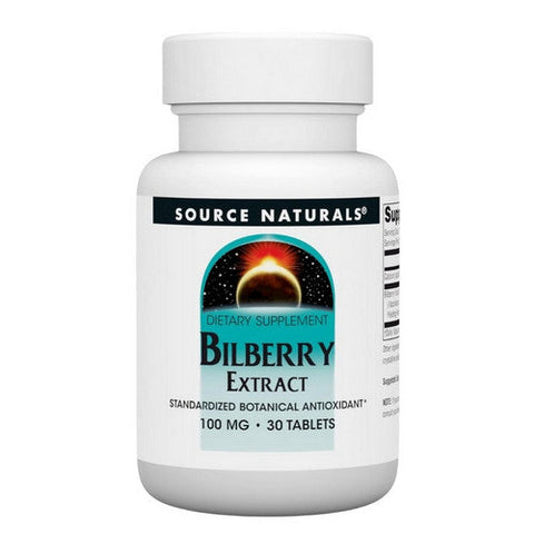 Source Naturals, Bilberry Extract, 100 MG, 30 Tabs Source Naturals