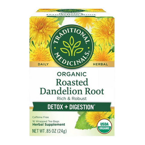 Traditional Medicinals, Organic Roasted Dandelion Root Caffeine Free, 16 Tea Bags Traditional Medicinals