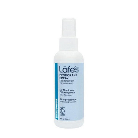 Lafes Natural Body Care, Deodorant Spray 24-Hour Protection Unscented, 4 Oz Lafes Natural Body Care