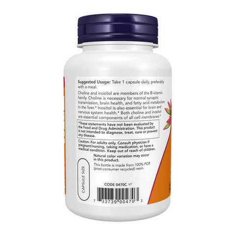 Now Foods, Choline & Inositol, 500 mg, 100 Veg Caps Now Foods