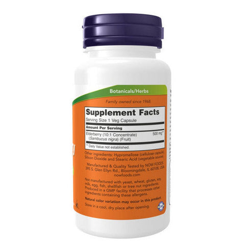 Now Foods, Elderberry, 500 mg, 60 Veg Caps Now Foods