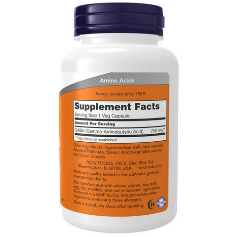 Now Foods, GABA, 750 mg, 100 Vcaps Now Foods