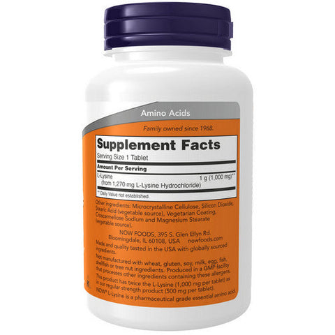 Now Foods, L-Lysine, 1000 mg, 100 Tabs Now Foods
