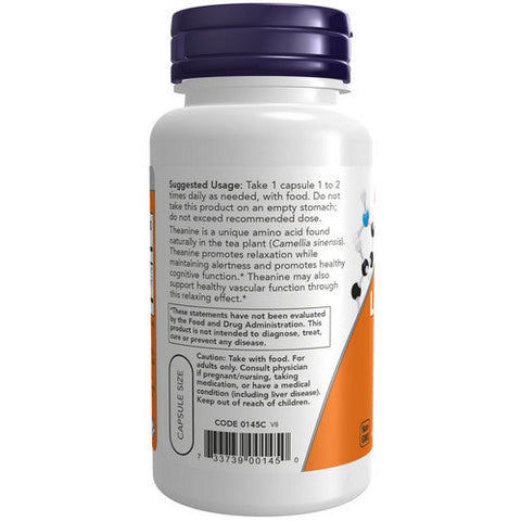 Now Foods, L-Theanine, 100 mg, 90 Vcaps Now Foods