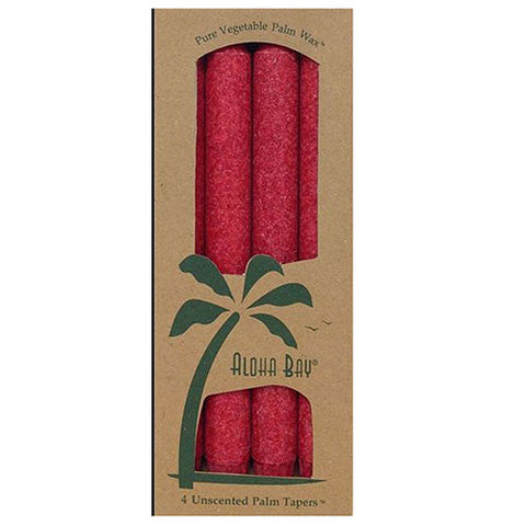 Aloha Bay, Dripless Tapers Coconut Wax Blend, Red, 4 Pack Aloha Bay
