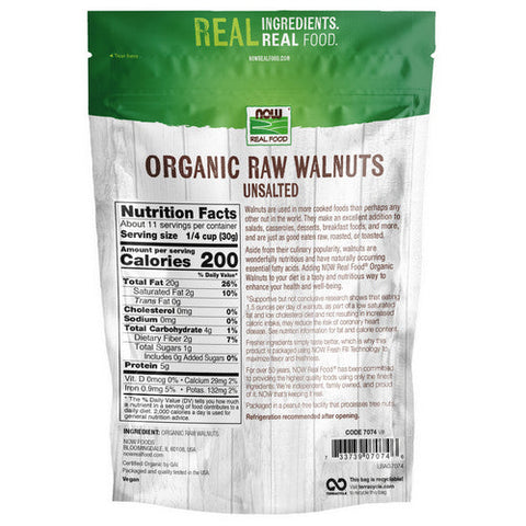 Now Foods, Certified Organic Raw Walnuts, 12 oz Now Foods