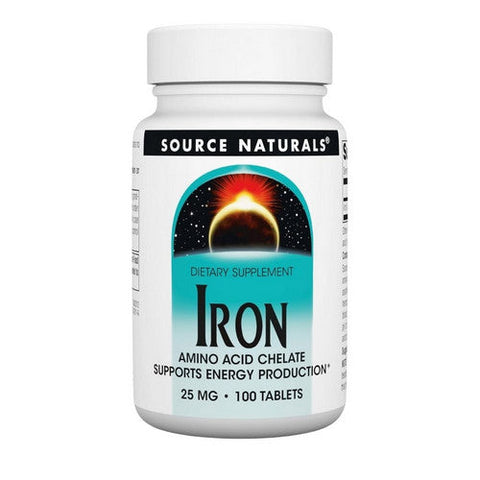 Source Naturals, Iron Chelate, 25 MG, 100 Tabs Source Naturals
