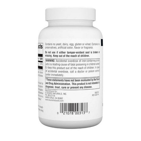 Source Naturals, Iron Chelate, 25 MG, 250 Tabs Source Naturals