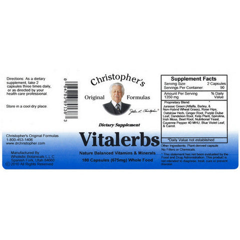Dr. Christophers Formulas, Vitalerbs, 180 Vegicaps Dr. Christophers Formulas