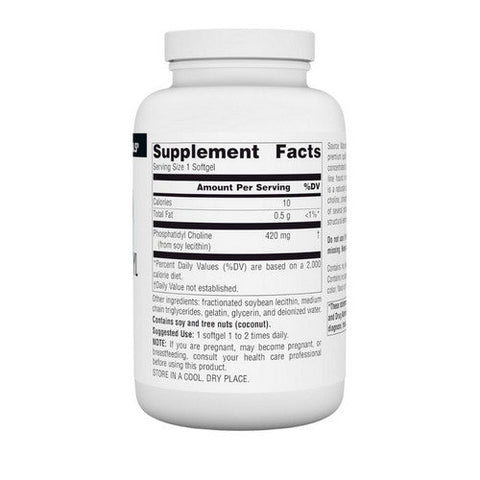 Source Naturals, Phosphatidylcholine In Lecithin, 420 MG, 180 Softgel Source Naturals