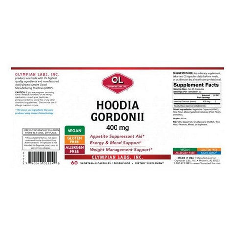 Olympian Labs, Hoodia Gordonii, 400 mg, 60 caps