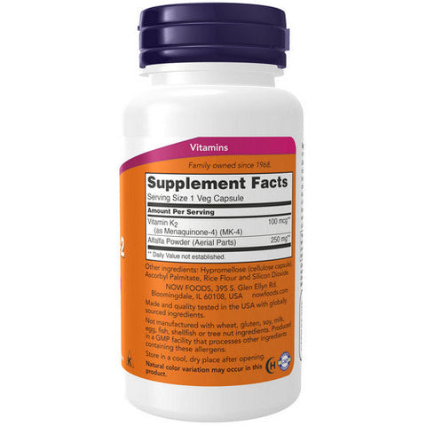 Now Foods, Vitamin K-2, 100 Mcg, 100 Veg Caps Now Foods
