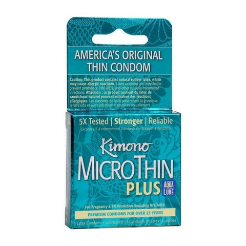 Mayer Laboratories, Kimono MicroThin Aqua Lube Latex Condoms, 3 CT Kimono