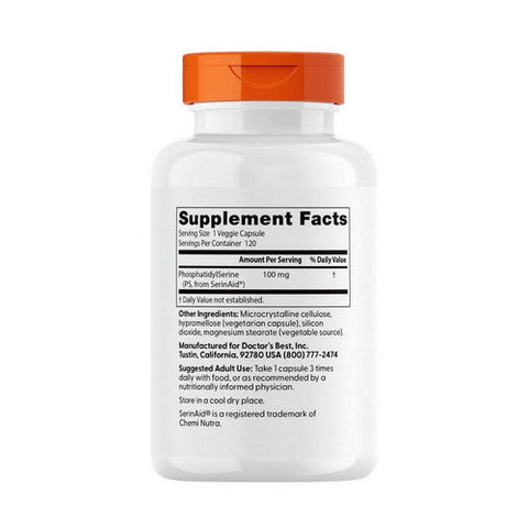 Doctors Best, Phosphatidylserine With SerinAid, 100 mg, 120 Veggie Caps Doctors Best