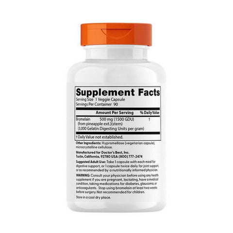 Doctors Best, High Potency Bromelain, 3000 GDU, 90 Veggie Caps Doctors Best