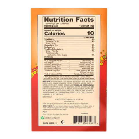 Now Foods, Sugar Free Drink Sticks, Tropical Punch with Fiber 12 sticks, 2.1 oz Now Foods