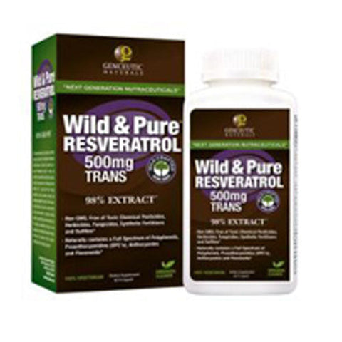 Genceutic Naturals, Wild & Pure Resveratrol, 500 mg, 60 vcaps Genceutic Naturals