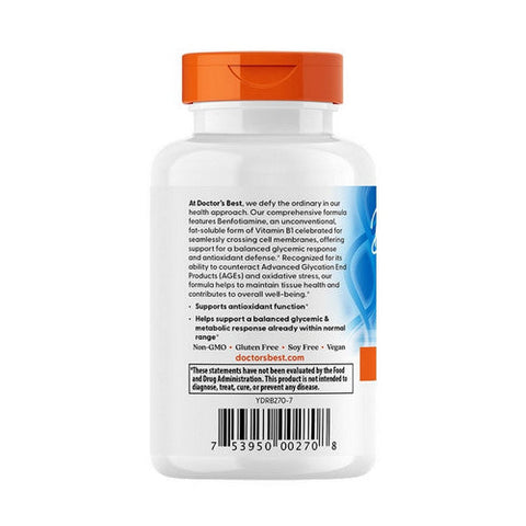 Doctors Best, Benfotiamine 300 With Benfopure, 300 Mg, 60 Veggie Caps Doctors Best