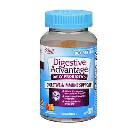 Schiff, Advantage Daily Probiotics 3 In 1 Gummies Natural Fruit, 60 Count Schiff