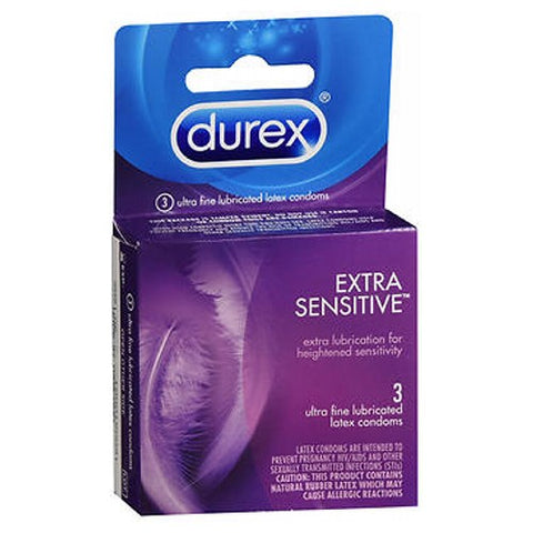 Durex, Extra Sensitive Lubricated Latex Condoms, 3 Count Durex