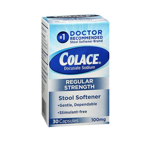 Colace, Docusate Sodium Regular Strength Stool Softener, 100 Mg, 30 Count Colace