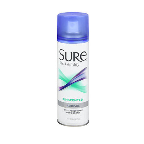 Sure, Antiperspirant And Deodorant Aerosol Unscented, 6 Oz Sure