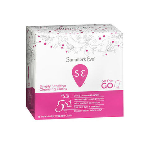 Summers Eve, Feminine Cleansing Cloths Sensitive Skin Summers, 16 Count Summers Eve