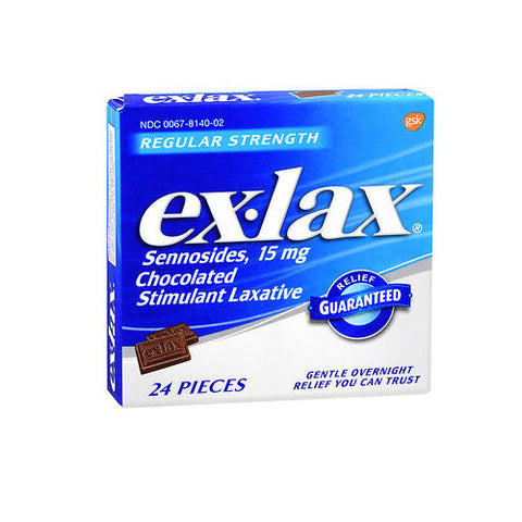 Ex-Lax, Sennosides Chocolated Stimulant Laxative Pieces Regular Strength, 15 Mg, 24 Count Ex-Lax