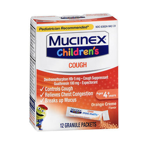 Mucinex, Children'S Cough Mini-Melts Packets Orange Creme, 12 Packets Mucinex