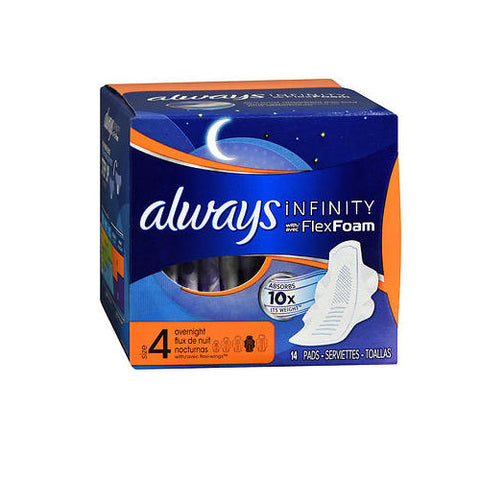 Always Discreet, Infinity Maxi Pads With Avec Flexfoam Overnight, 14 each Always Discreet