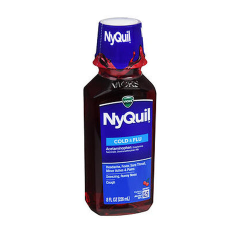 Vicks, Nyquil Cold And Flu Liquid Cherry, 8 Oz Vicks