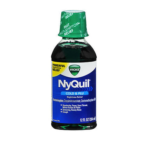 Vicks, Nyquil Cold And Flu Liquid, 12 Oz Vicks
