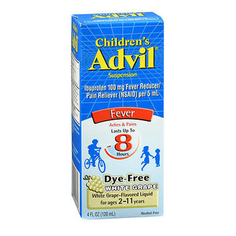 Advil, Children'S Ibuprofen Fever Reducer Pain Reliever Liquid Dye-Free White Grape, 100 Mg, 4 Oz Advil